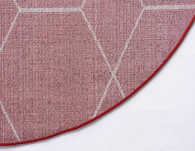 Unique Loom Trellis Frieze Collection Area Rug - Geometric (4' 1" Round Red/Ivory)