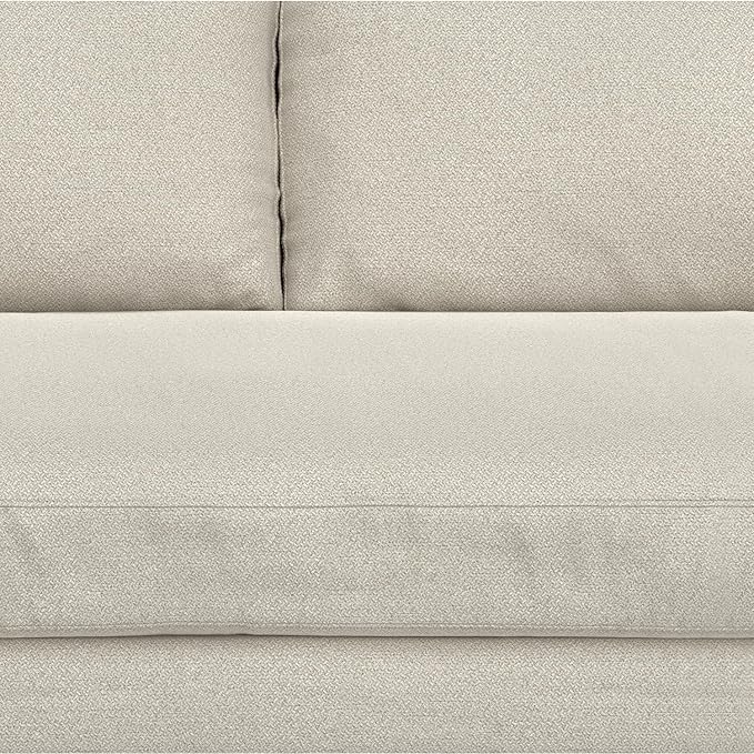 SIMPLIHOME Morrison 72-inch Wide Sofa in Cream White Woven-Blend Fabric, Handcrafted Mid-Century Modern Loveseat for Living Room or Family Room, Single Bench Cushion, Bolster Pillows