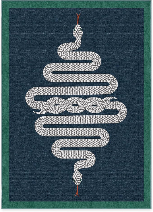RUGGABLE x Jonathan Adler Machine Washable Modern Area Rug – Venom Sapphire 5x7, Stain-Resistant, Non-Slip – Medium Rugs for Living Room, Bedroom, Hallway, Entryway & Office–with Standard Pad