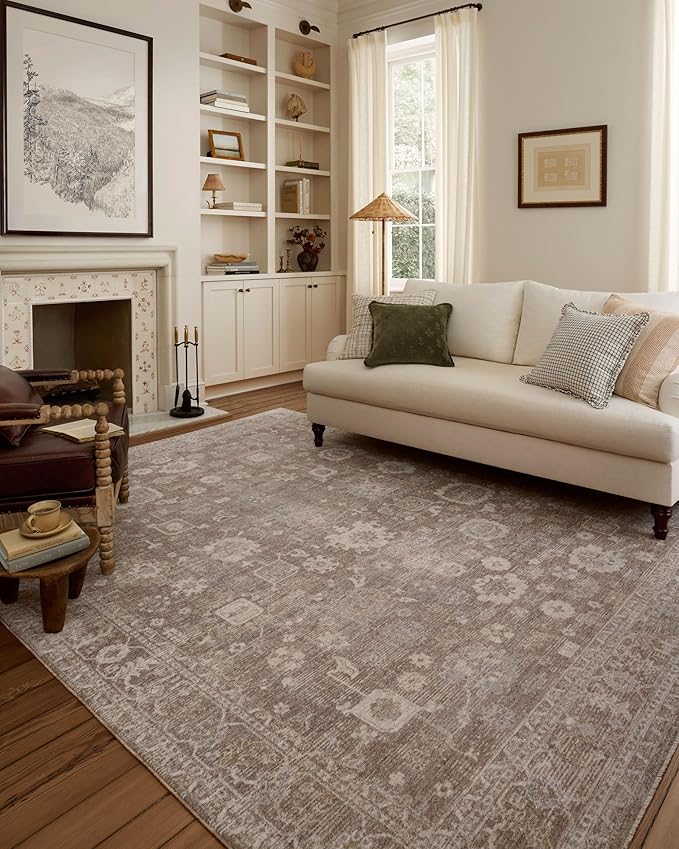 Loloi Chris Loves Julia Louisa Collection LOI-03 Taupe/Ivory 2'-7" x 14', .38" Pile Height, Runner Rug