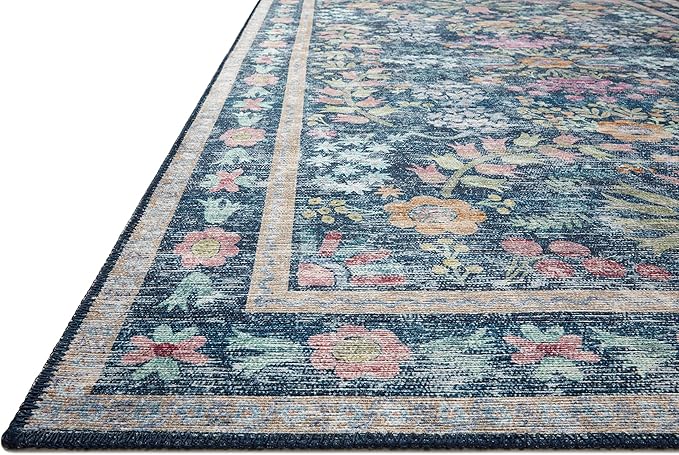 Loloi Rifle Paper Co. Maison Collection MAO-06 Blue/Multi 3'-0" x 3'-0" Round, .19" Pile Height, Accent Rug