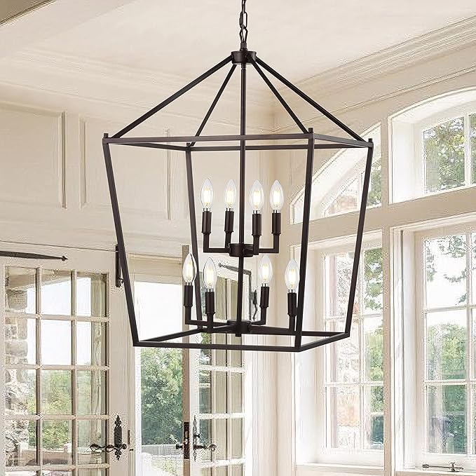 JONATHAN Y JYL7438A Pagoda Lantern Dimmable Adjustable Metal LED Pendant Classic Traditional Farmhouse Dining Room Living Room Kitchen Foyer Bedroom Hallway, 20 in, Oil Rubbed Bronze