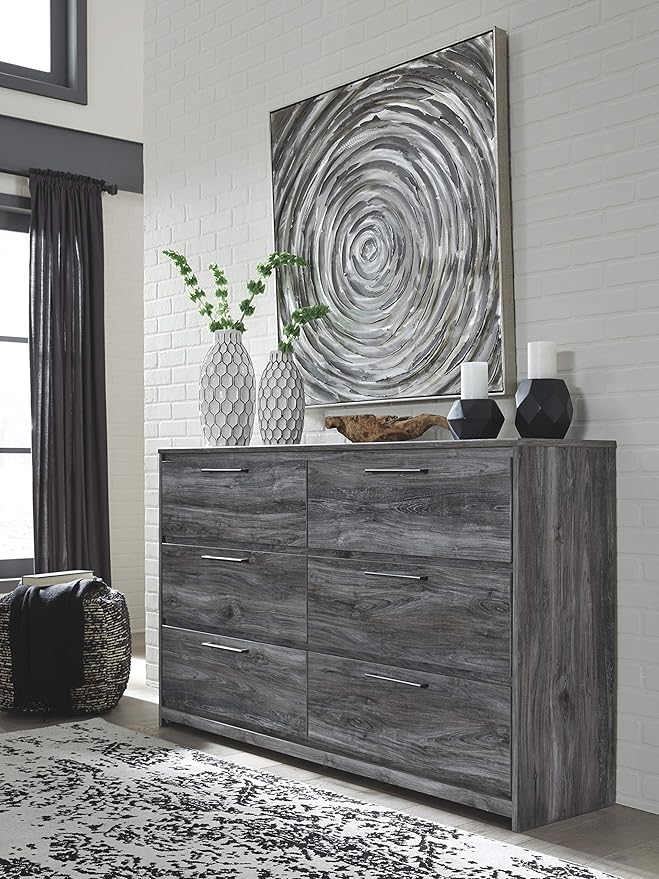 Signature Design by Ashley Baystorm Rustic Coastal 6 Drawer Dresser, Smoky Gray