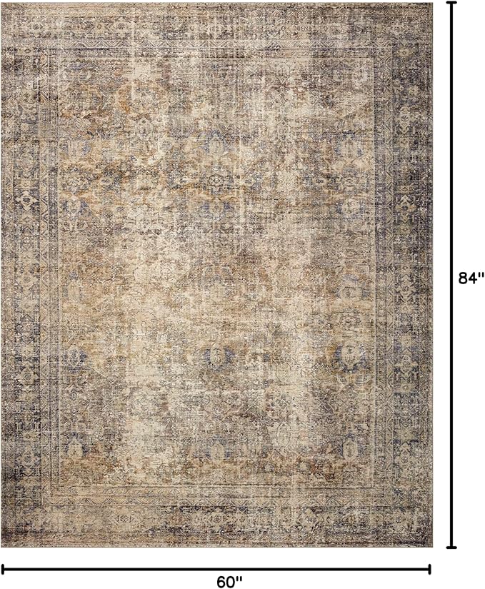 Loloi Amber Lewis Morgan Collection MOG-01 Sunset/Ink 5'-0" x 7'-0" 38" Thick Area Rug feat. CloudPile, Neutral, Room Décor, Vintage Inspired, Livingroom, Bedroom, Dining Area