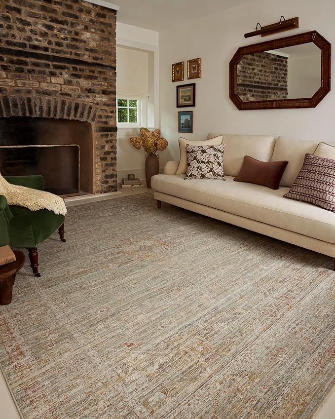 Loloi Chris Loves Julia Ida Collection IDA-05 Spa/Sunrise 5'-3" x 7'-6", .19" Pile Height, Area Rug
