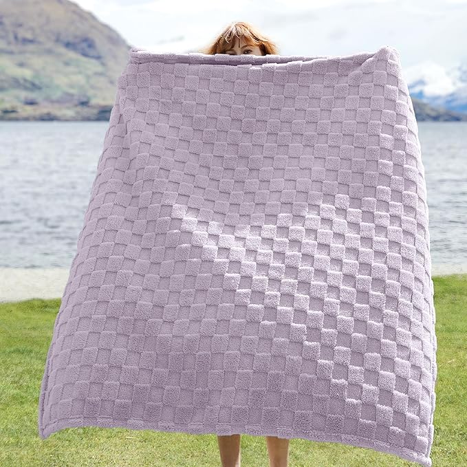 Bedsure GentleSoft Lavender Fog Throw Blanket for Couch - Super Soft Cozy Blankets Gifts for Women Men Girls, Cute Small Fleece Throws for Bedroom Home Decor, 50x70 Inches