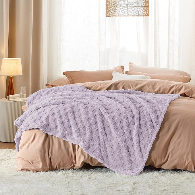 Bedsure GentleSoft Twin Blanket for Bed Lavender Fog - Super Soft Cozy Blankets for Women Men Girls, Cute Fuzzy Fleece Throws for Bedroom Couch, 60x80 Inches