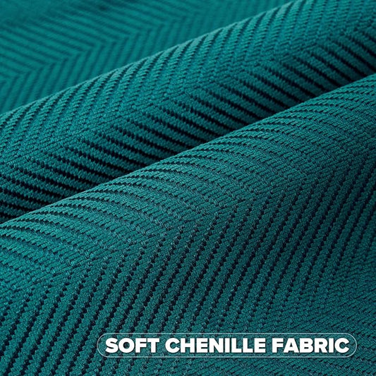 FUTEI Teal Chenille Throw Pillow Covers 22x22 Inch Set of 2,Soft Wide Chevron Textured Cushion Case,Farmhouse Home Decor for Couch Bed Living Room