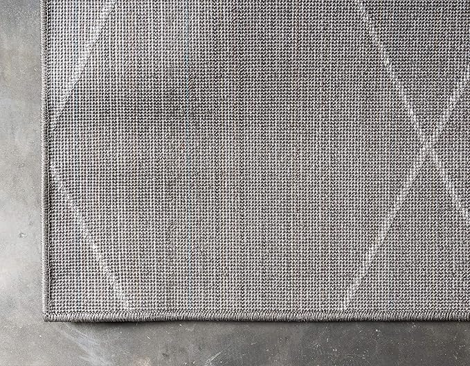 Unique Loom Trellis Frieze Collection Area Rug - Geometric (2' x 3' 1", Dark Gray/ Ivory)