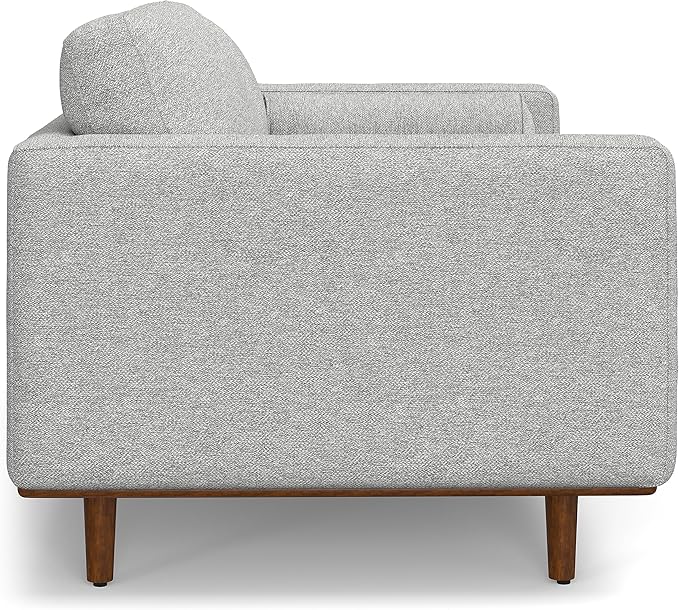 SIMPLIHOME Morrison 72-inch Wide Sofa in Mist Grey Woven-Blend Fabric, Handcrafted Mid-Century Modern Loveseat for Living Room or Family Room, Single Bench Cushion, Bolster Pillows