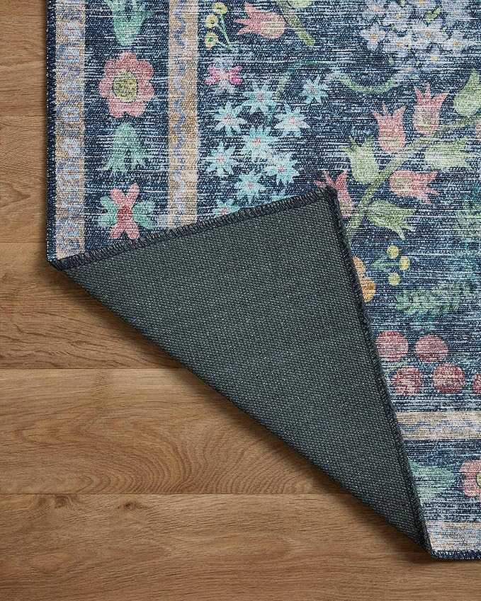 Loloi Rifle Paper Co. Maison Collection MAO-06 Blue/Multi 3'-0" x 3'-0" Round, .19" Pile Height, Accent Rug
