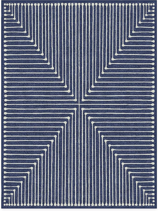 RUGGABLE x Jonathan Adler Machine Washable Modern Area Rug – Inkdrop Lapis Blue 9x12, Stain-Resistant, Non-Slip – Large Rugs for Living Room, Bedroom, Hallway, Entryway & Office–with Cushioned Pad