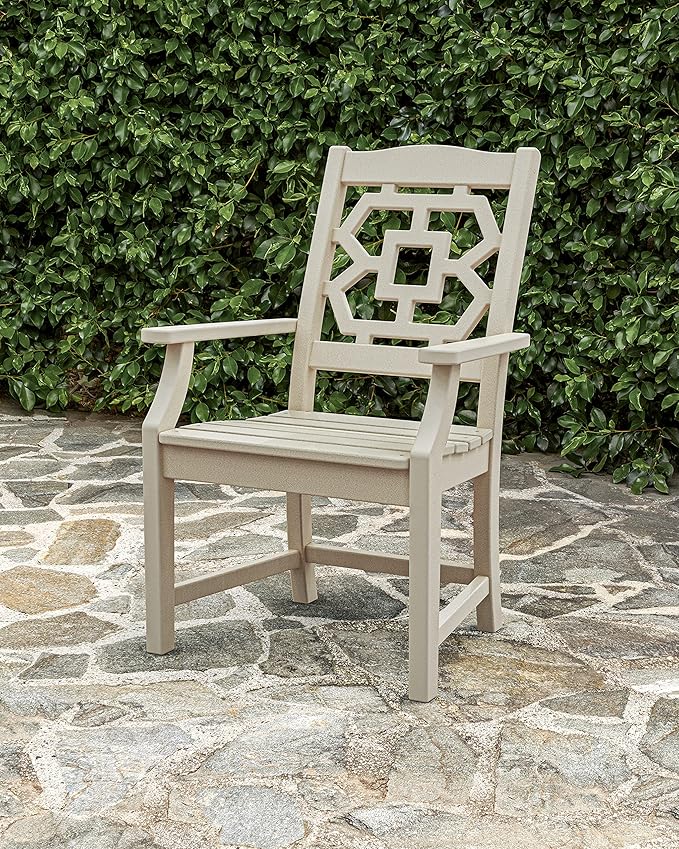 Martha Stewart by POLYWOOD® Chinoiserie Dining Arm Chair in Teak