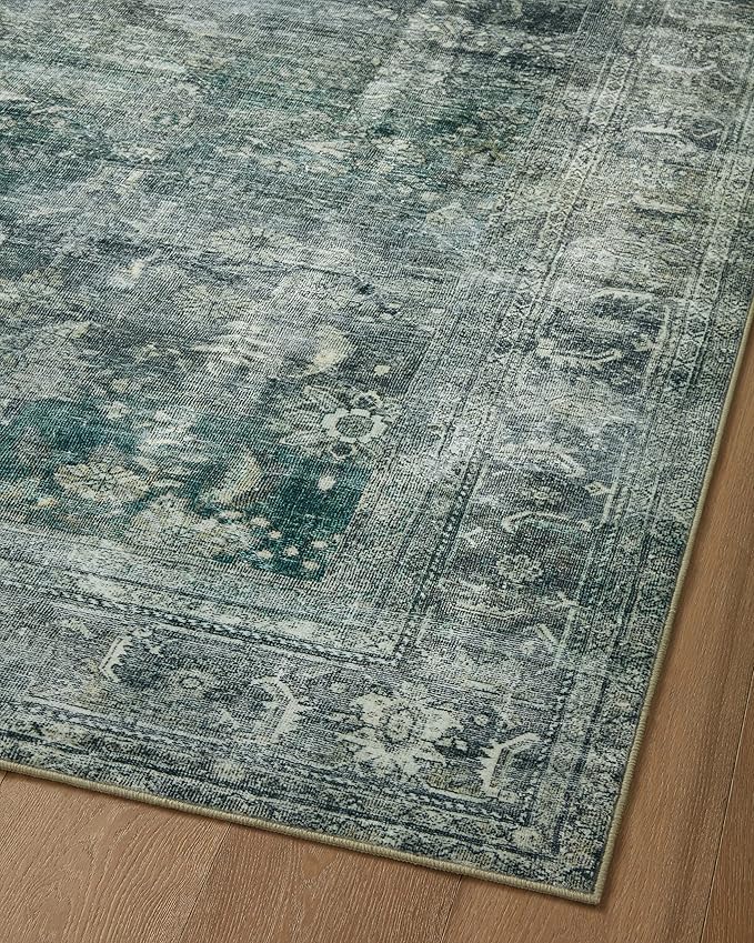 Loloi Magnolia Home by Joanna Gaines Banks Collection BAN-03 Blue/Lagoon 8'-6" x 11'-6", .13" Pile Height, Machine Washable, Area Rug