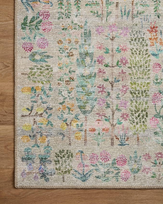 Loloi Rifle Paper Co. Maison Collection MAO-07 Khaki 5'-0" x 5'-0" Round, .19" Pile Height, Accent Rug