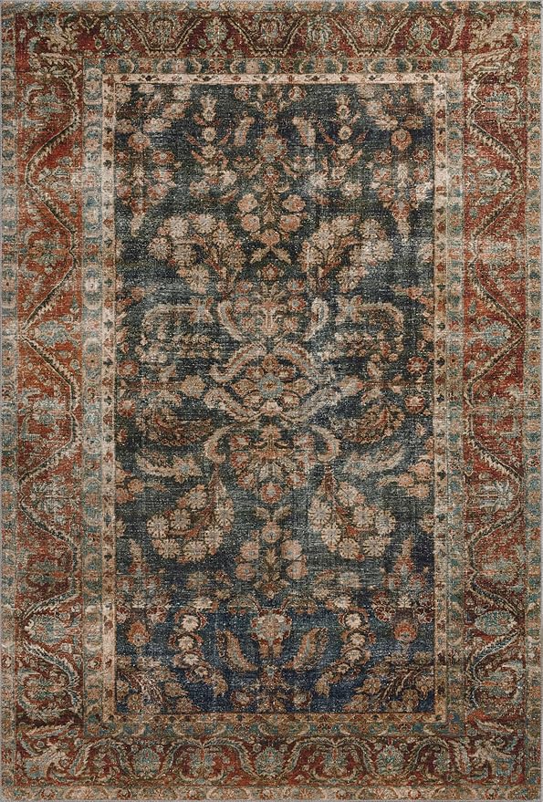 Loloi Chris Loves Julia Jules Collection JUL-10 Ocean/Spice 7'-6" x 9'-6", .13" Pile Height, Area Rug