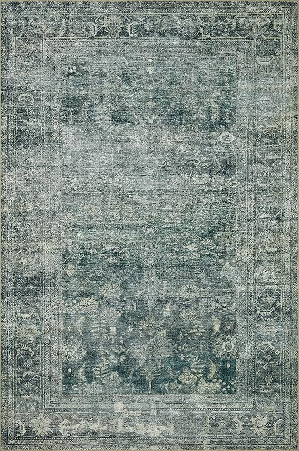 Loloi Magnolia Home by Joanna Gaines Banks Collection BAN-03 Blue/Lagoon 5'-0" x 7'-6", .13" Pile Height, Machine Washable, Area Rug
