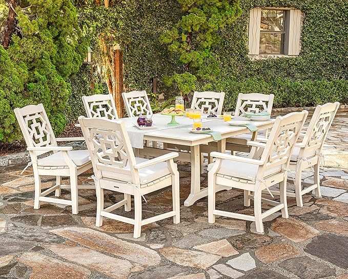 Martha Stewart by POLYWOOD® Chinoiserie Dining Arm Chair in Sand