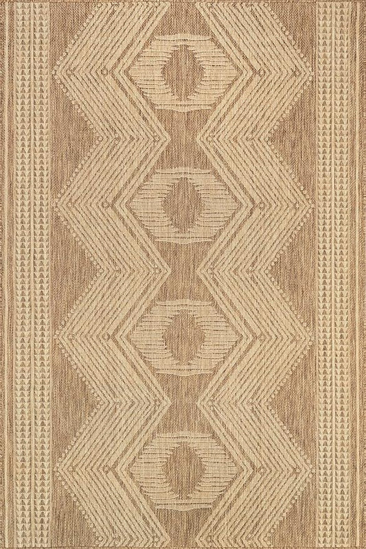 Nuloom Ranya Light Brown/Ivory, 6' 7" x 9', Tribal Geometric, Soft and Cozy, High Traffic, Stain Resistant, Easy Clean, Durable Area Rug for Indoor/Outdoor Patio, Deck, Porch, Garden, Courtyard