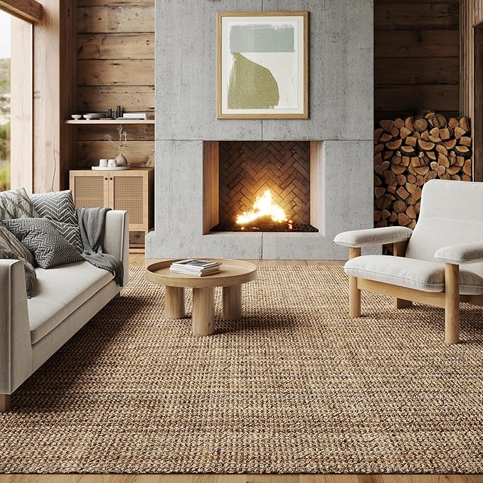 nuLOOM Ashli Solid Farmhouse Jute Area Rug, 5x8, Natural