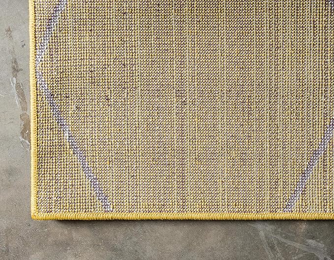 Unique Loom Trellis Frieze Collection Area Rug - Geometric (3' 3" x 5' 3", Yellow/ Ivory)