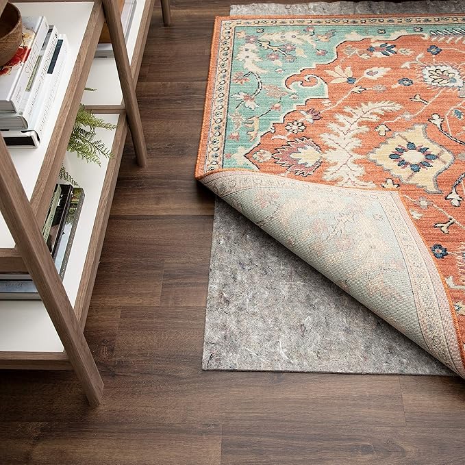 Mohawk Home 5' x 8' Non Slip Grip Rug Pad 1/4" Thick Dual Surface Felt Cushion + Rubber Gripper - Safe for All Floors