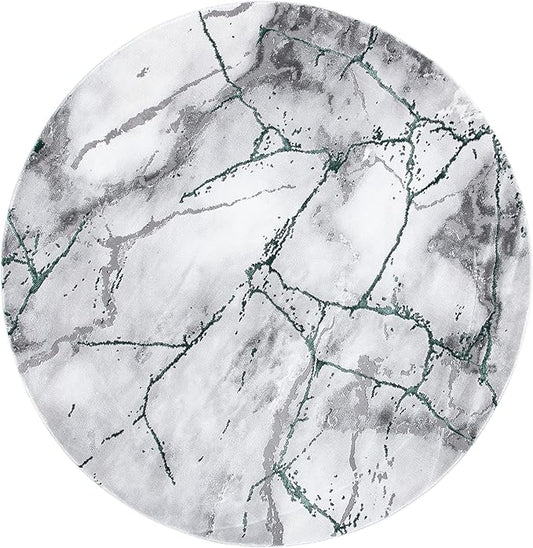 SAFAVIEH Craft Collection Area Rug - 5'3" Round, Grey & Green, Modern Abstract Design, Non-Shedding & Easy Care, Ideal for High Traffic Areas in Living Room, Bedroom (CFT877Y)