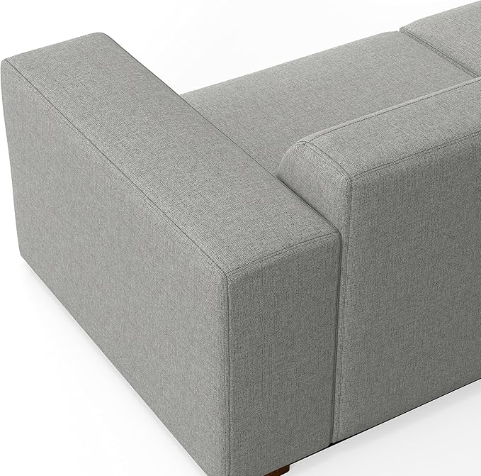 SIMPLIHOME Rex Left Corner Sectional Modular Sofa and Ottoman Set in 100% Recycled Polyester Tightly Woven Performance Fabric, Pale Grey, 116-inch-wide L-Shaped Sofa and 34-inch-Wide Ottoman