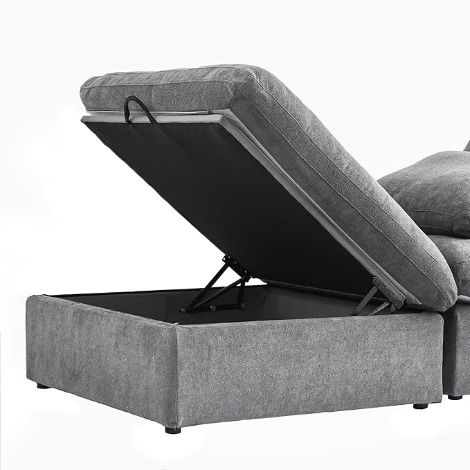 Cloud Couch Modular Sectional Sofa,160.6" Down Filled 5 Seater Convertible Sectional Sofas,V Shaped Couch for Living Room,Covers Washable&Replaceable-Gray
