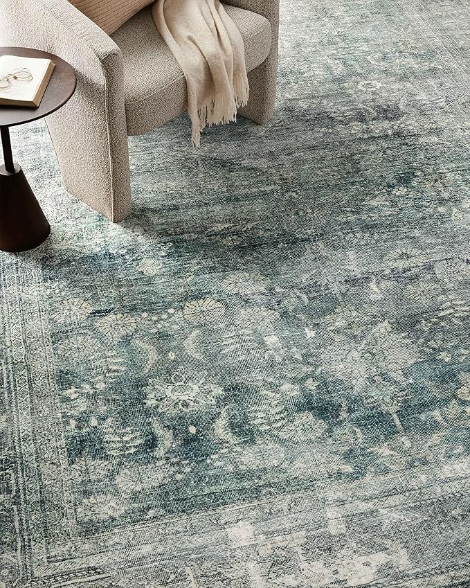 Loloi Magnolia Home by Joanna Gaines Banks Collection BAN-03 Blue/Lagoon 2'-6" x 12'-0", .13" Pile Height, Machine Washable, Runner Rug