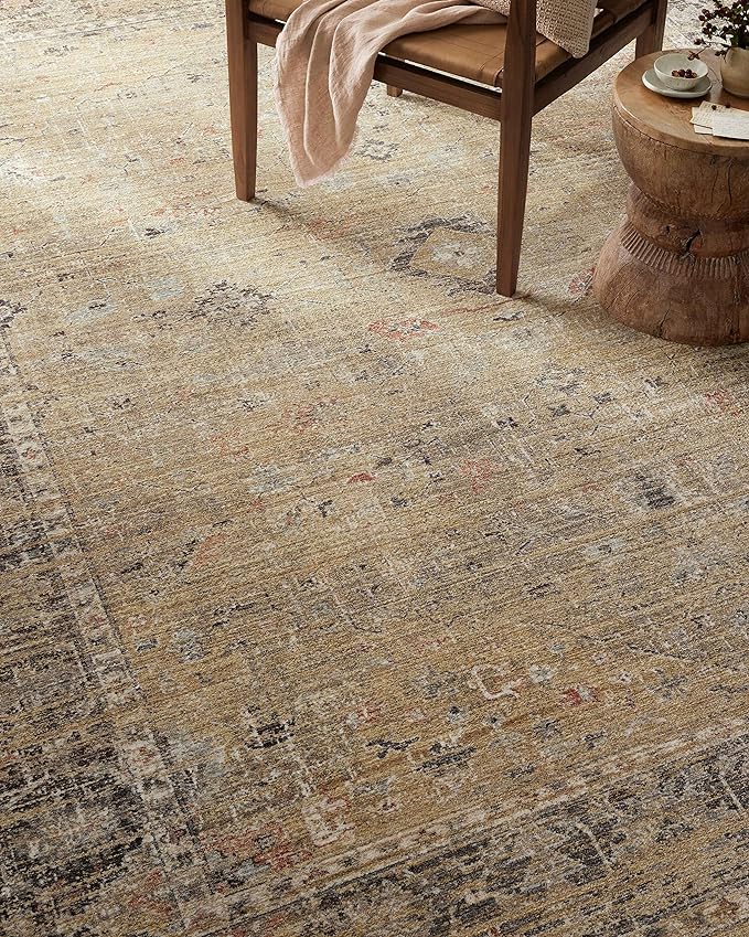 Loloi Magnolia Home by Joanna Gaines Millie Collection MIE-03 Gold/Charcoal 2'-3" x 3'-10", .25" Pile Height, Accent Rug