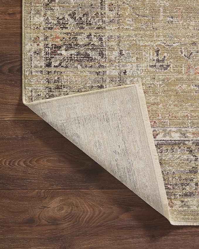 Loloi Magnolia Home by Joanna Gaines Millie Collection MIE-03 Gold/Charcoal 2'-3" x 3'-10", .25" Pile Height, Accent Rug