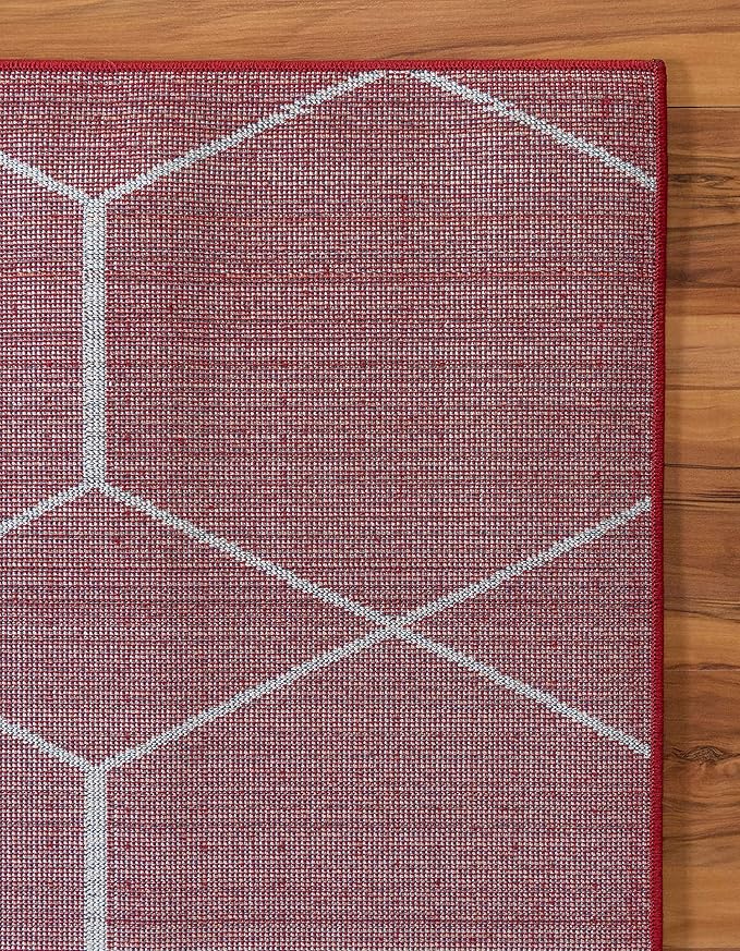 Unique Loom Trellis Frieze Collection Area Rug - Geometric (3' 3" x 5' 3", Red/ Ivory)