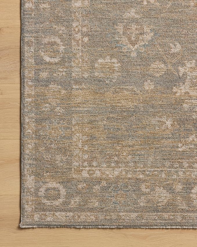 Loloi Chris Loves Julia Louisa Collection LOI-04 Lagoon/Ivory 5'-3" x 5'-3", .38" Pile Height, Round Area Rug