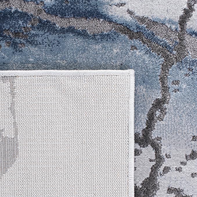 SAFAVIEH Craft Collection Area Rug - 10' Square, Grey & Blue, Modern Abstract Design, Non-Shedding & Easy Care, Ideal for High Traffic Areas in Living Room, Bedroom (CFT877L)