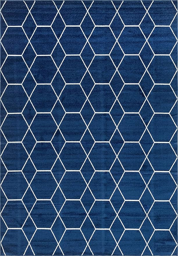 Unique Loom Trellis Frieze Collection Area Rug - Geometric (10' x 14' 1" Rectangle Navy Blue/Ivory)