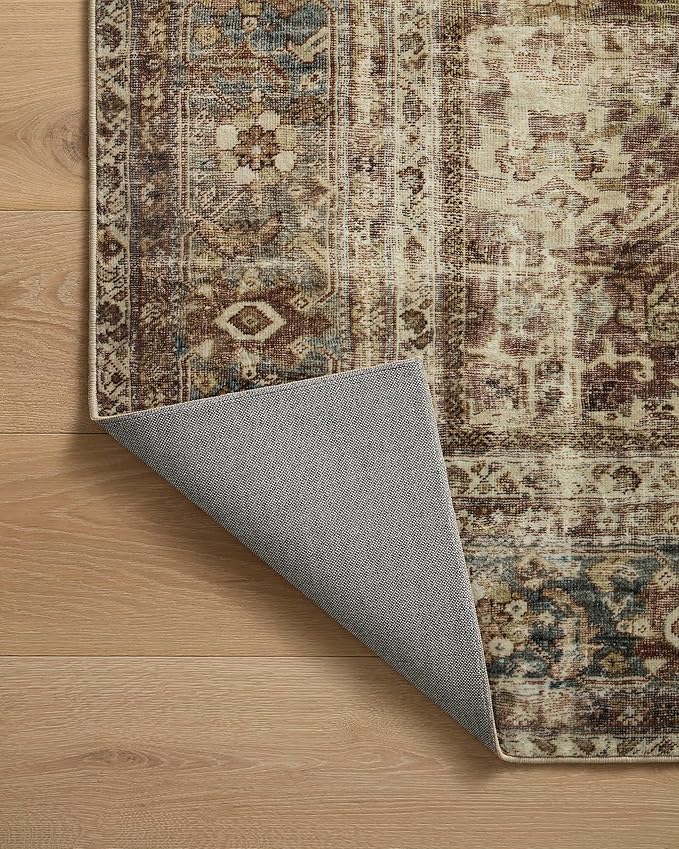 Loloi Magnolia Home by Joanna Gaines Sinclair Collection SIN-01 Rust/Lagoon 8'-6" x 11'-6", .25" Pile Height, Machine Washable, Area Rug