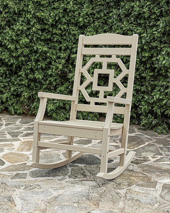 Martha Stewart by POLYWOOD® Chinoiserie Rocking Chair in Sand