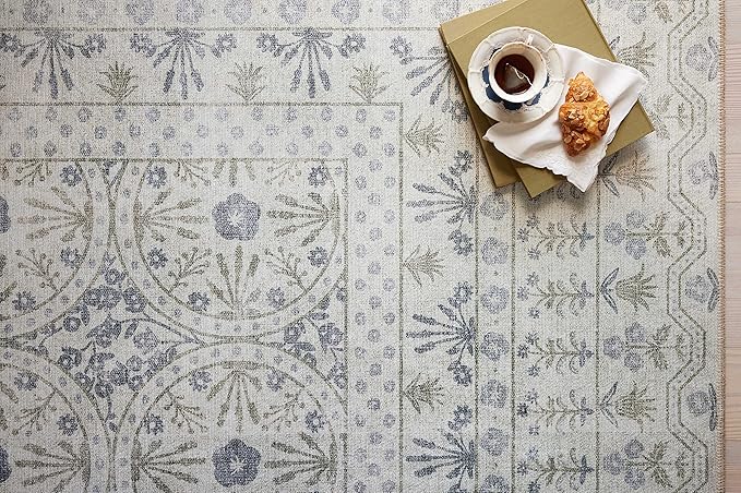 Loloi Rifle Paper Co. Maison Collection MAO-03 Rosette Ivory 5'-0" x 7'-6", .19" Pile Height, Area Rug