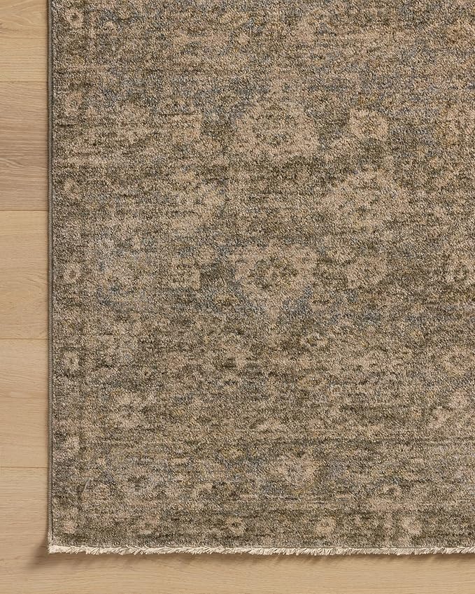 Loloi Magnolia Home by Joanna Gaines Junie Collection JUE-06 Lagoon/Natural 9'-6" x 9'-6", .38" Pile Height, Round Area Rug