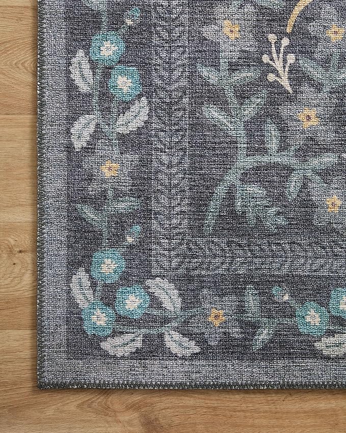 Loloi Rifle Paper Co. Maison Collection MAO-01 Nightingale Black 2'-6" x 7'-6", .19" Pile Height, Runner Rug