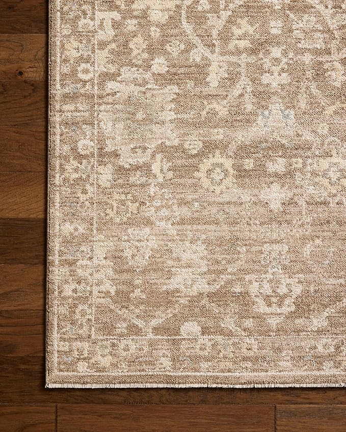 Loloi Chris Loves Julia Palma Collection PLM-09 Brown/Earth 3'-6" x 5'-6" Fringe Accent Rug Vintage Style Boho Living Room Bedroom Carpet