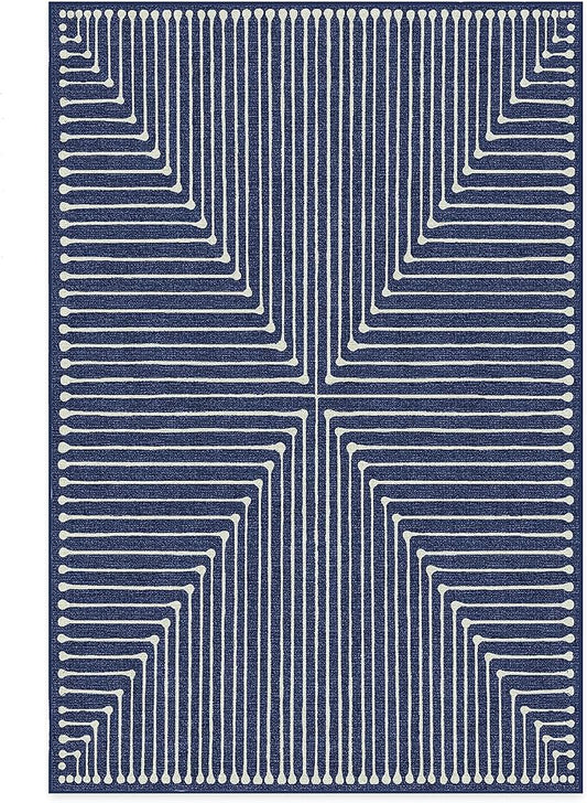 RUGGABLE x Jonathan Adler Machine Washable Modern Area Rug – Inkdrop Lapis Blue 6x9, Stain-Resistant, Non-Slip – Medium Rugs for Living Room, Bedroom, Hallway, Entryway & Office–with Cushioned Pad