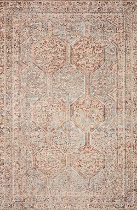 Loloi Chris Loves Julia Jules Collection JUL-04 Tangerine/Mist 9'-6" x 14', .13" Pile Height, Area Rug