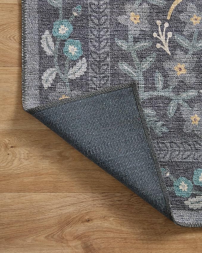 Loloi Rifle Paper Co. Maison Collection MAO-01 Nightingale Black 2'-6" x 9'-6", .19" Pile Height, Runner Rug