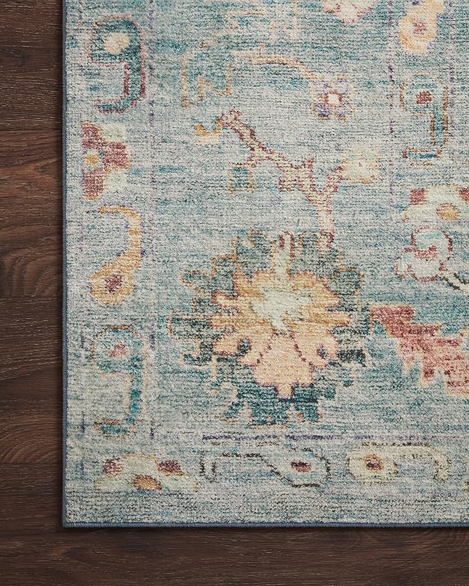 Loloi Margot Collection MAT-06 Denim/Multi 2'-0" x 5'-0" Accent Rug feat. CloudPile, No-Shed Easy Clean Large Patterned Area Rug for Living Room, Bedroom, Dining Area