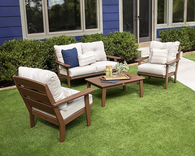 POLYWOOD® Lakeside Deep Seating Set, Mahogany/Spiced Burlap