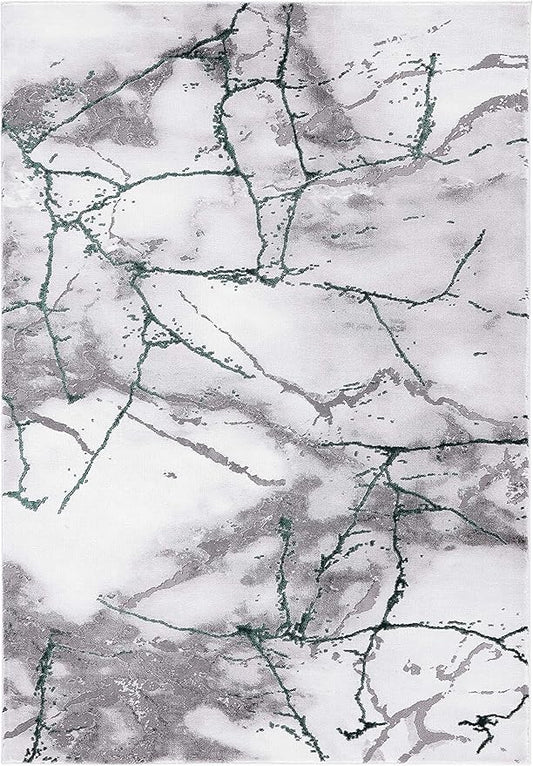 SAFAVIEH Craft Collection Area Rug - 8' x 10', Grey & Green, Modern Abstract Design, Non-Shedding & Easy Care, Ideal for High Traffic Areas in Living Room, Bedroom (CFT877Y)