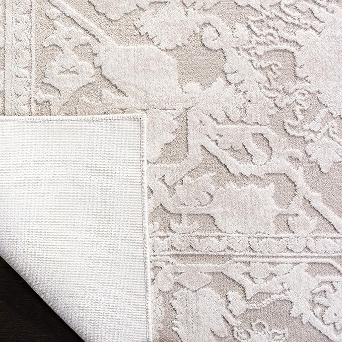 SAFAVIEH Area Rug 5' Square - Reflection Collection - Cream & Ivory, Non-Shedding & Easy Cleaning, Ideal for Living Room, Bedroom (RFT665D)