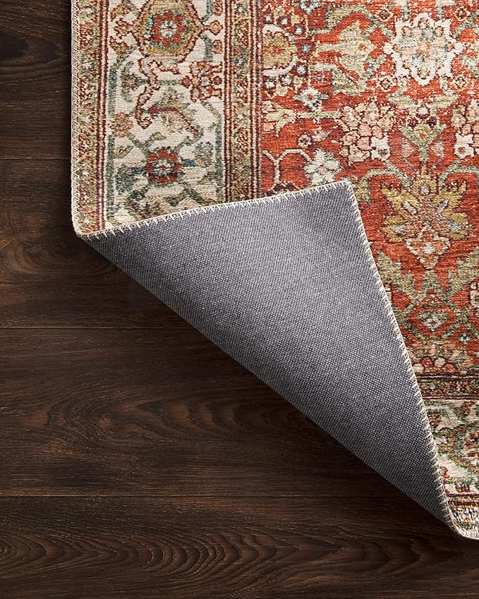 Loloi Layla Collection LAY-05 Ocean/Multi 2'-3" x 3'-9" .13" Thick Accent Rug, Soft, Durable, Vintage Inspired, Distressed, Low Pile, Non-Shedding, Easy Clean, Printed, Living Room Rug